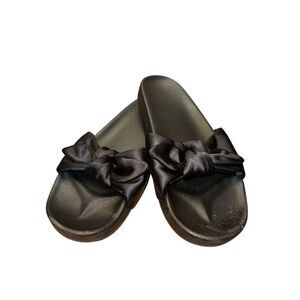 VS PINK Black Satin Bow Slide Sandals Women's Size 10